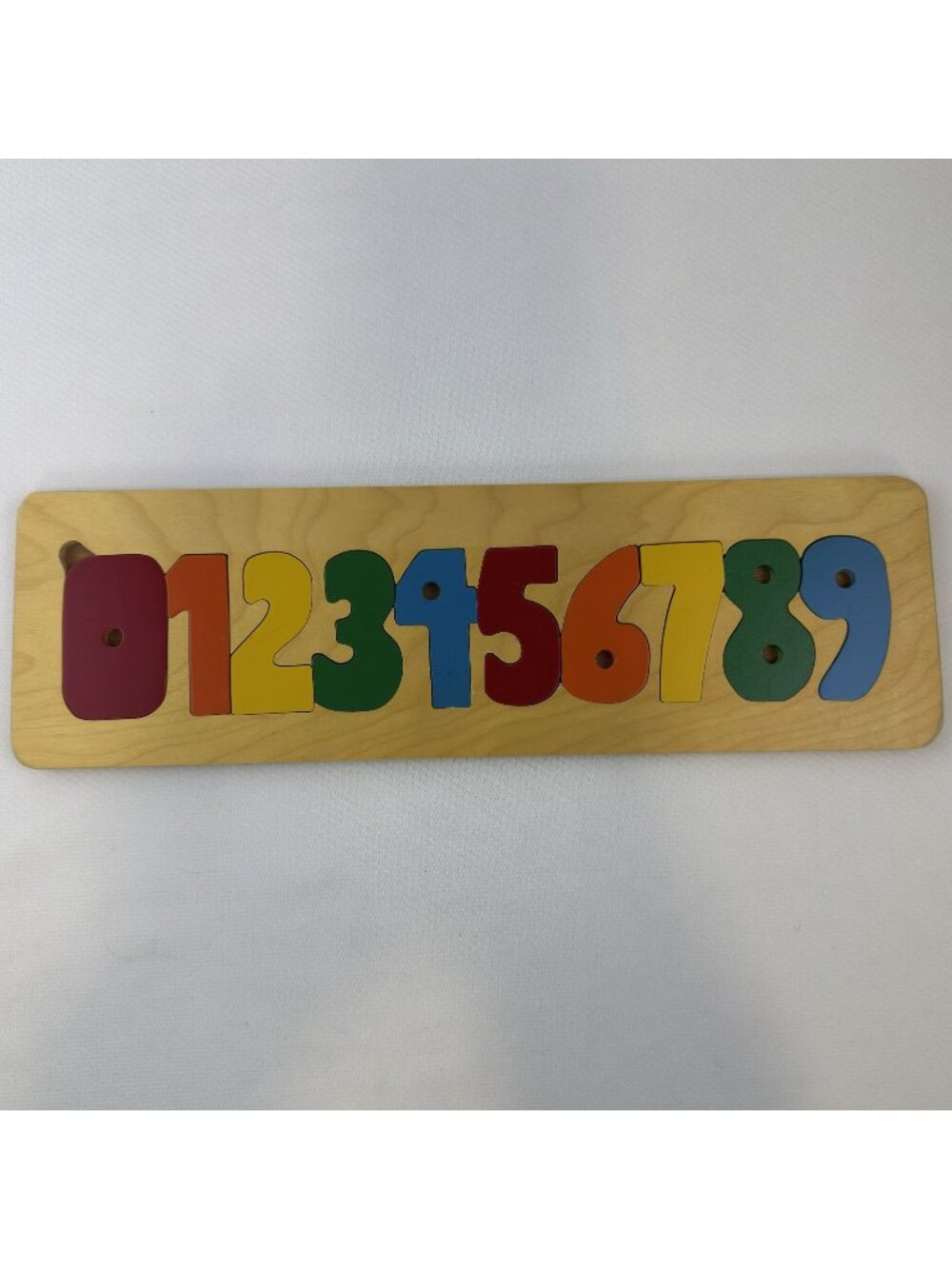 Wooden Number Puzzle Board 14.5" Brightly Colored Educational Toy Numbers 0 To 9